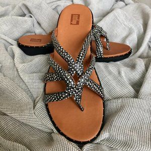 FITFLOP Flip Flops Black, Gray & White Leather Sandals